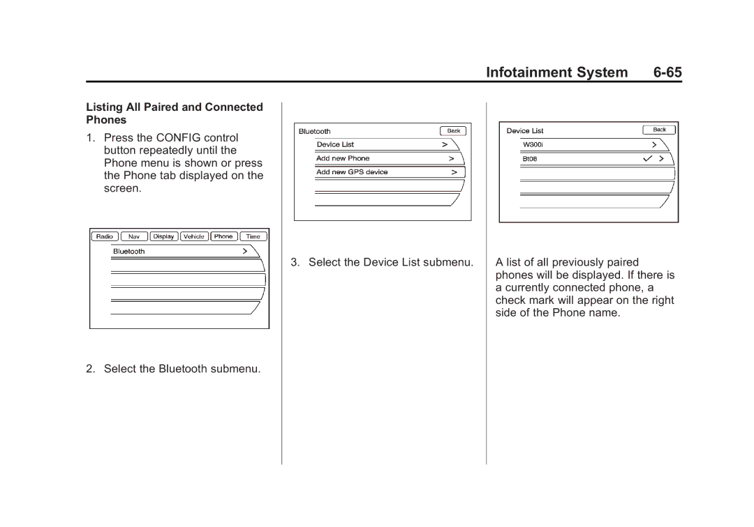 Cadillac 2010 owner manual Listing All Paired and Connected Phones 