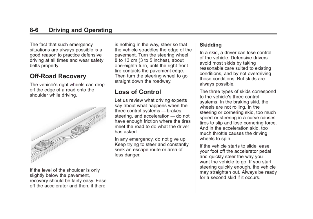 Cadillac 2010 owner manual Off-Road Recovery, Loss of Control, Skidding 