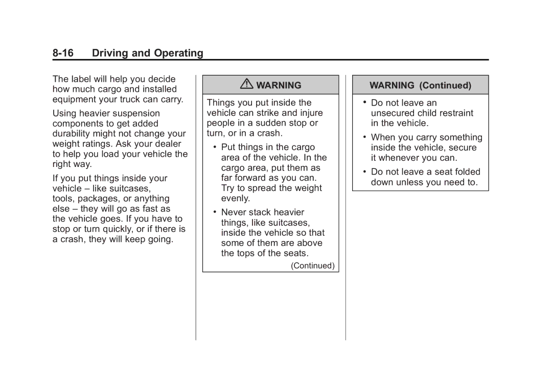 Cadillac 2010 owner manual Driving and Operating 