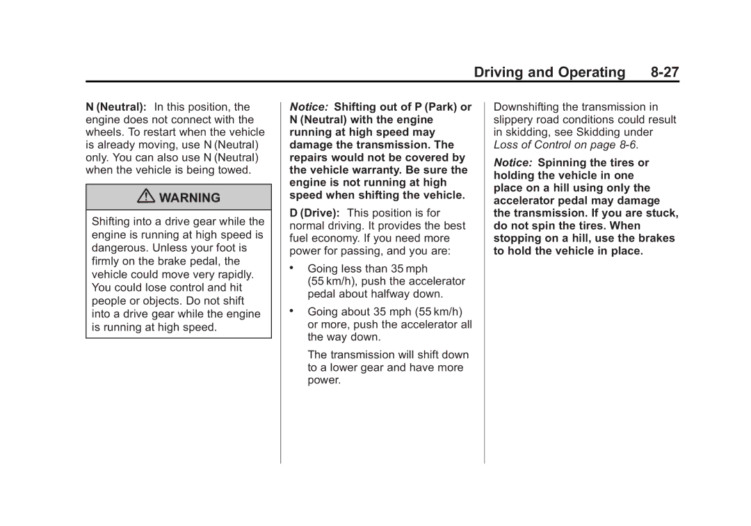 Cadillac 2010 owner manual 55 km/h, push the accelerator pedal about halfway down 