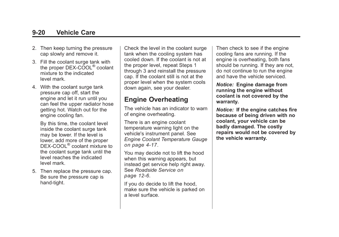 Cadillac 2010 owner manual Engine Overheating 