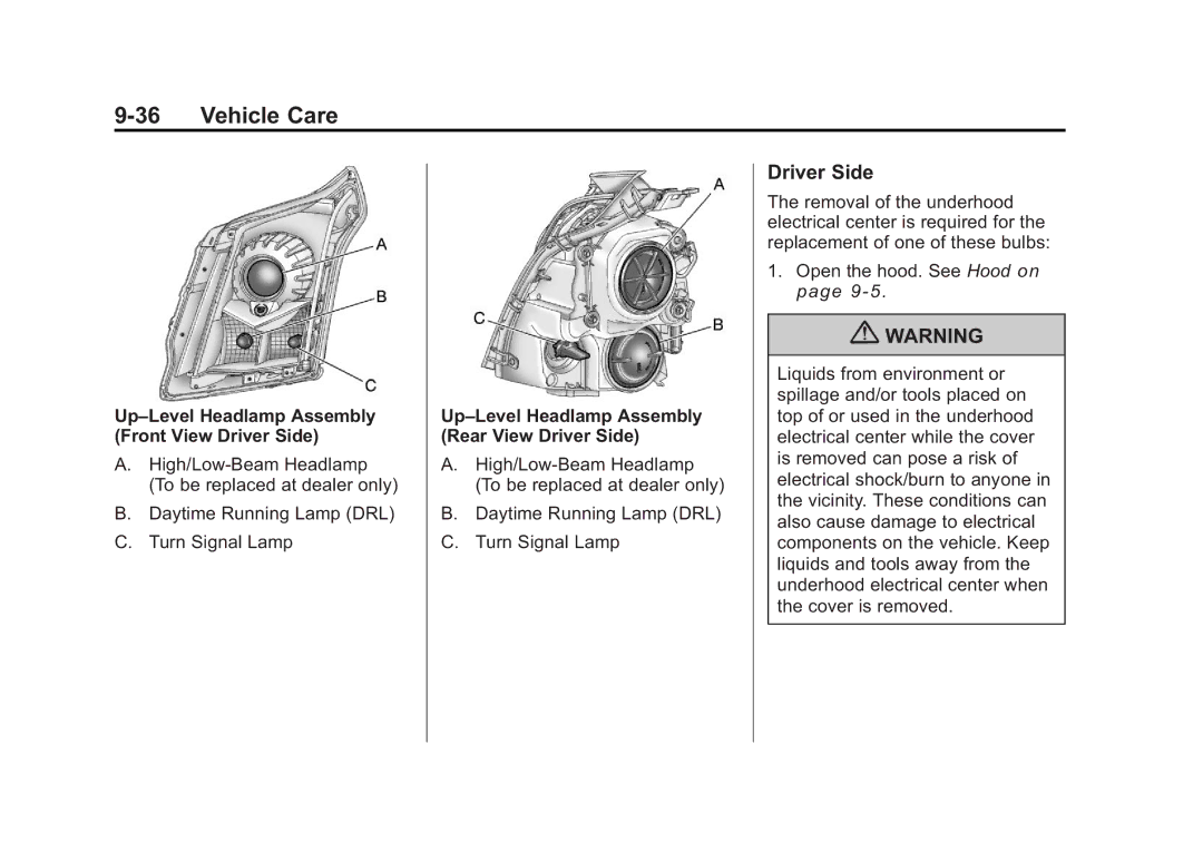 Cadillac 2010 owner manual Driver Side 