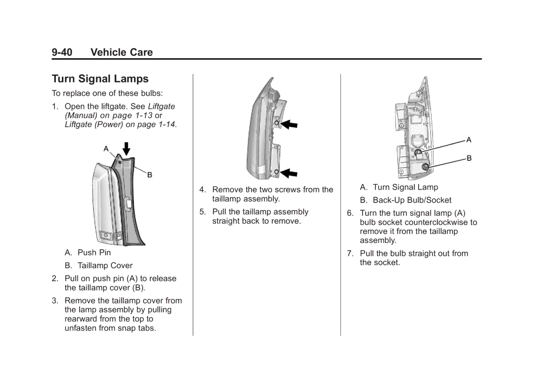 Cadillac 2010 owner manual Turn Signal Lamps 