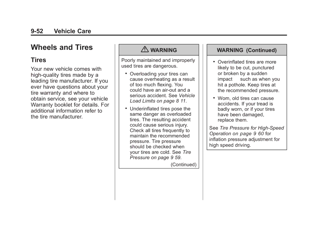 Cadillac 2010 owner manual Wheels and Tires 