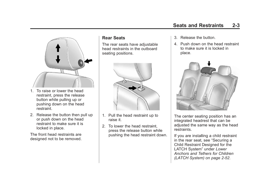 Cadillac 2010 owner manual Seats and Restraints 