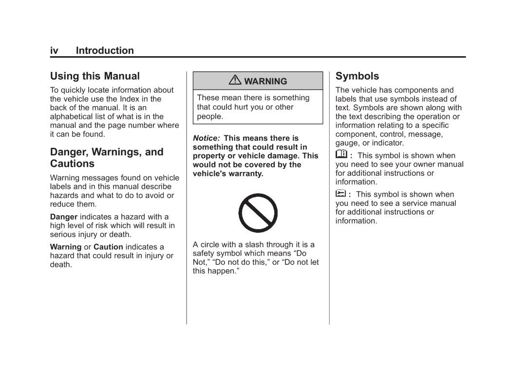 Cadillac 2010 owner manual Using this Manual, Symbols 