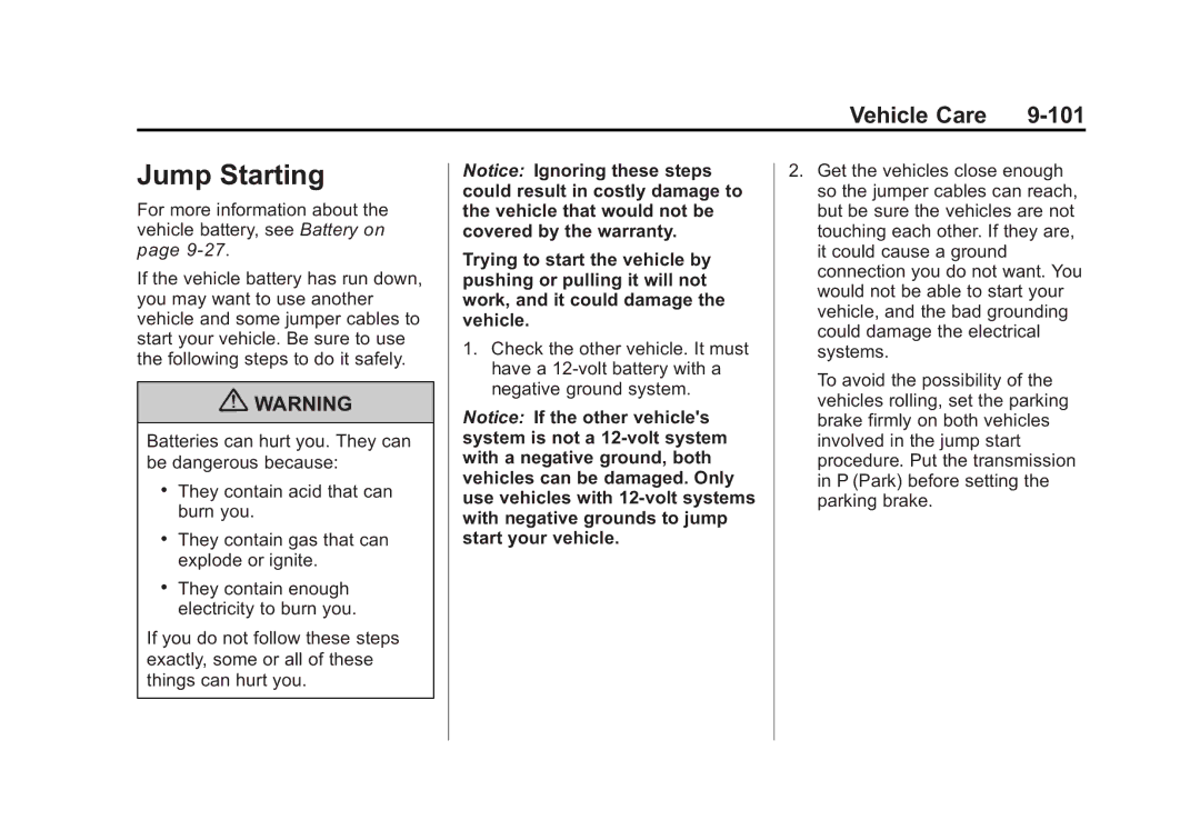 Cadillac 2010 owner manual Jump Starting 