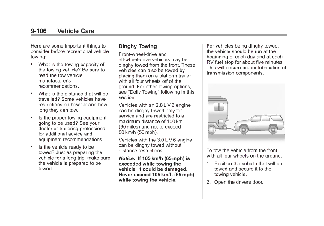 Cadillac 2010 owner manual Dinghy Towing 