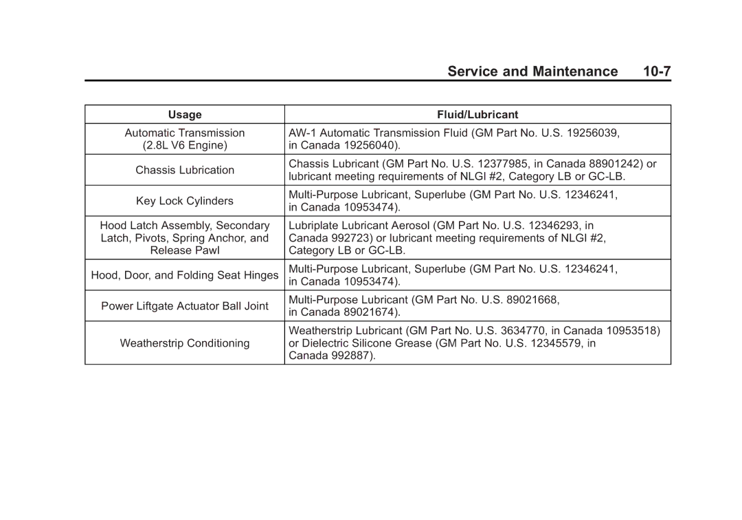 Cadillac 2010 owner manual Service and Maintenance 10-7 