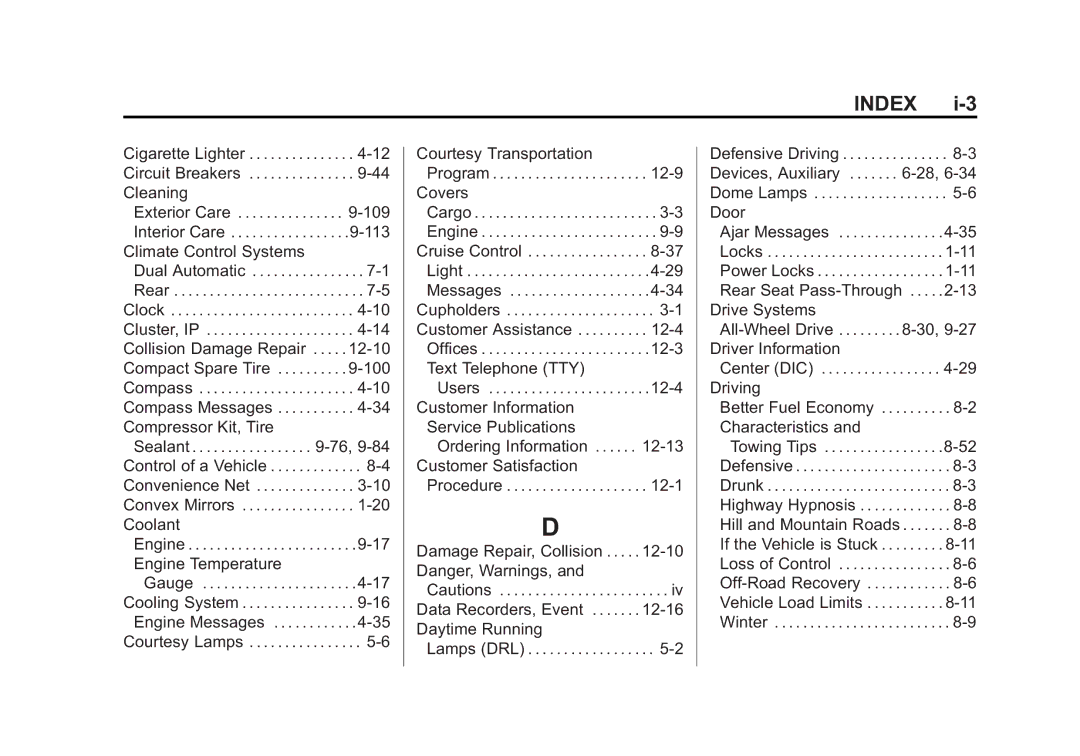 Cadillac 2010 owner manual Covers 