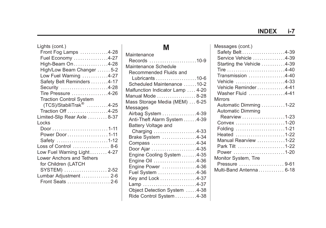 Cadillac 2010 owner manual Door 