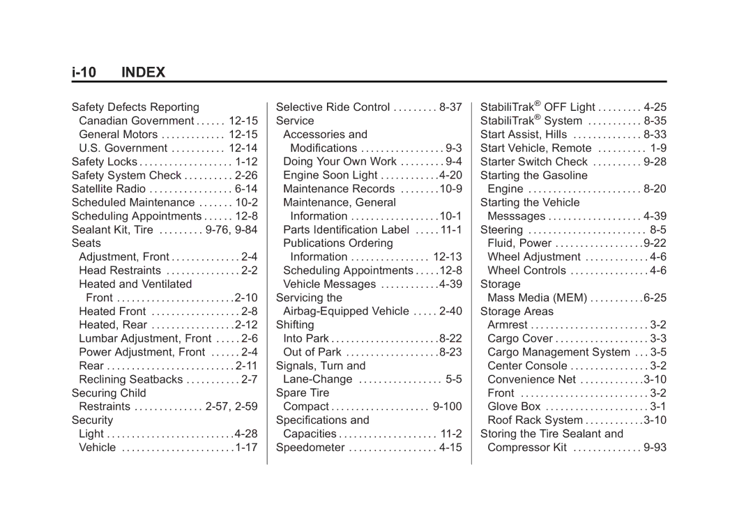 Cadillac 2010 owner manual Safety Defects Reporting 