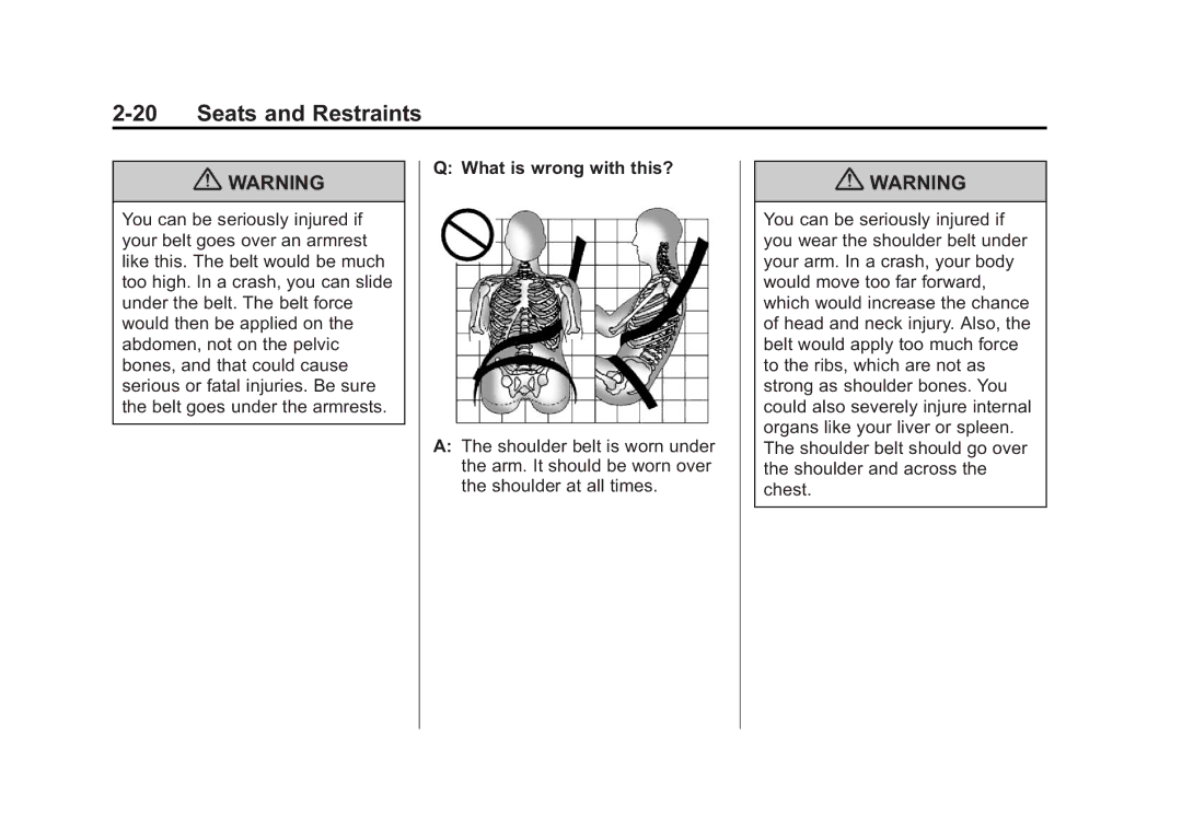 Cadillac 2010 owner manual Seats and Restraints 