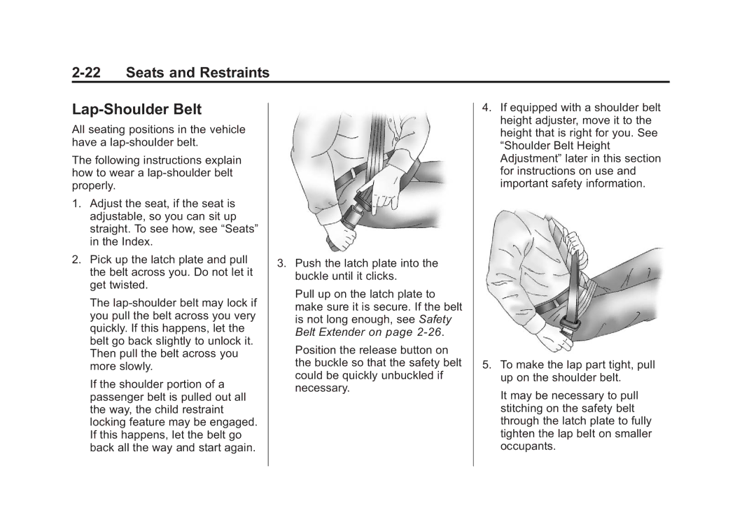 Cadillac 2010 owner manual Lap-Shoulder Belt 