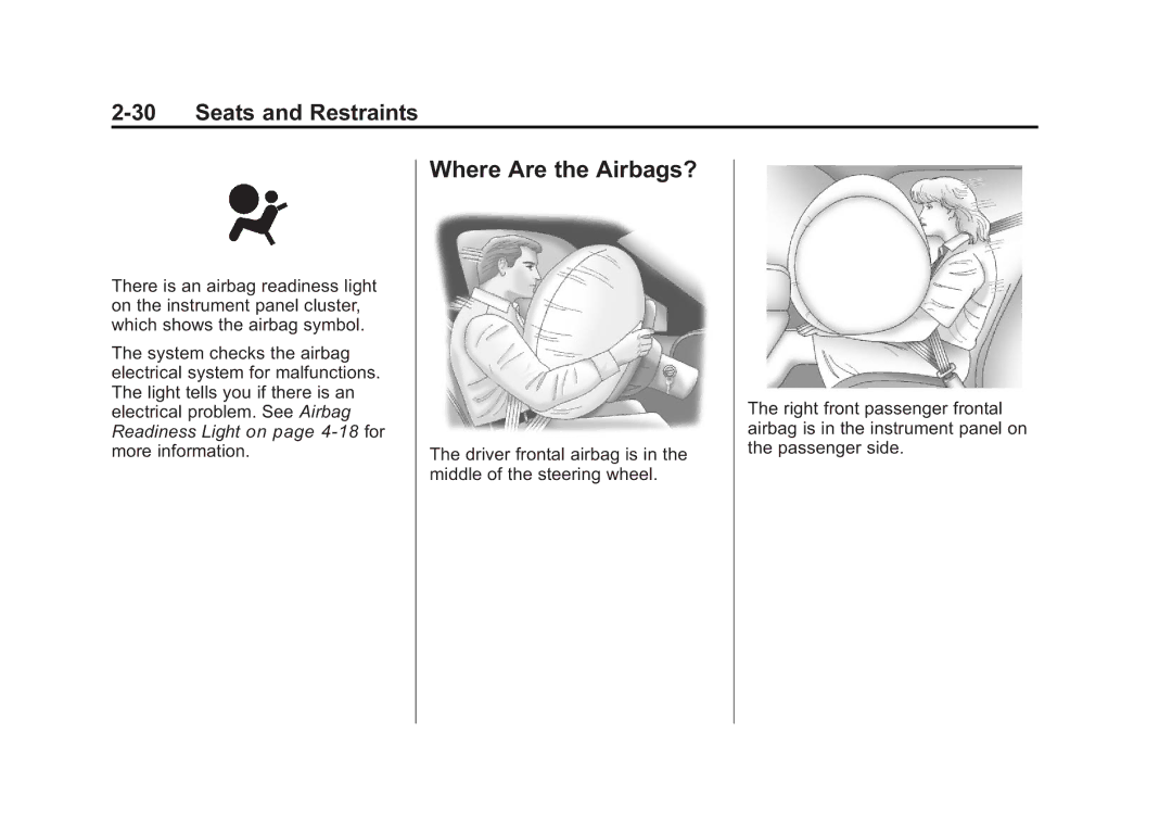 Cadillac 2010 owner manual Where Are the Airbags? 