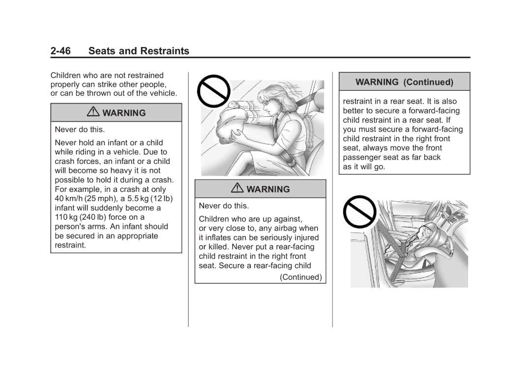 Cadillac 2010 owner manual Seats and Restraints 