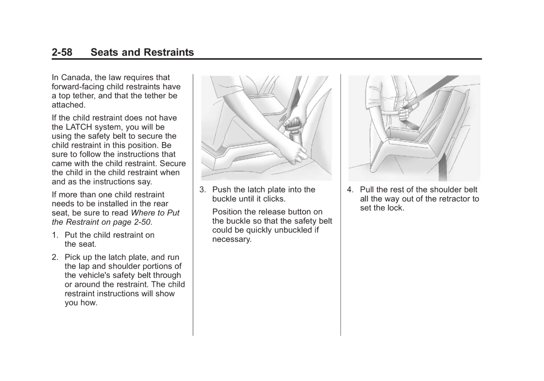 Cadillac 2010 owner manual Seats and Restraints 