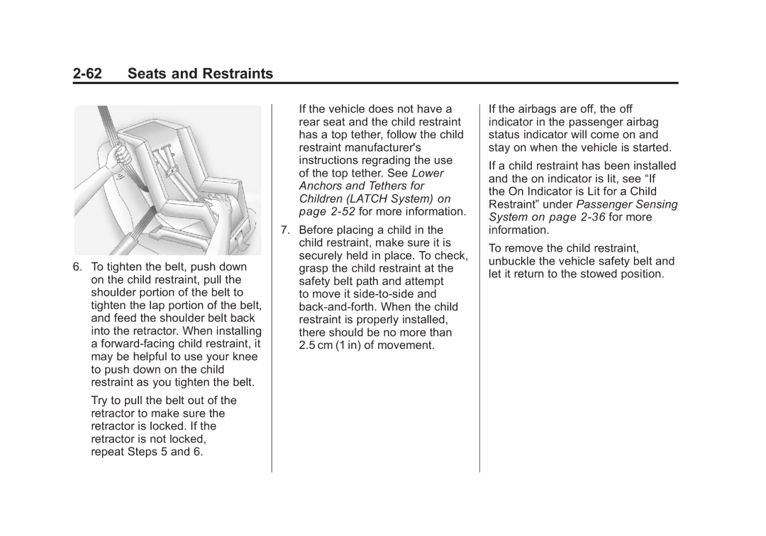 Cadillac 2010 owner manual Seats and Restraints 