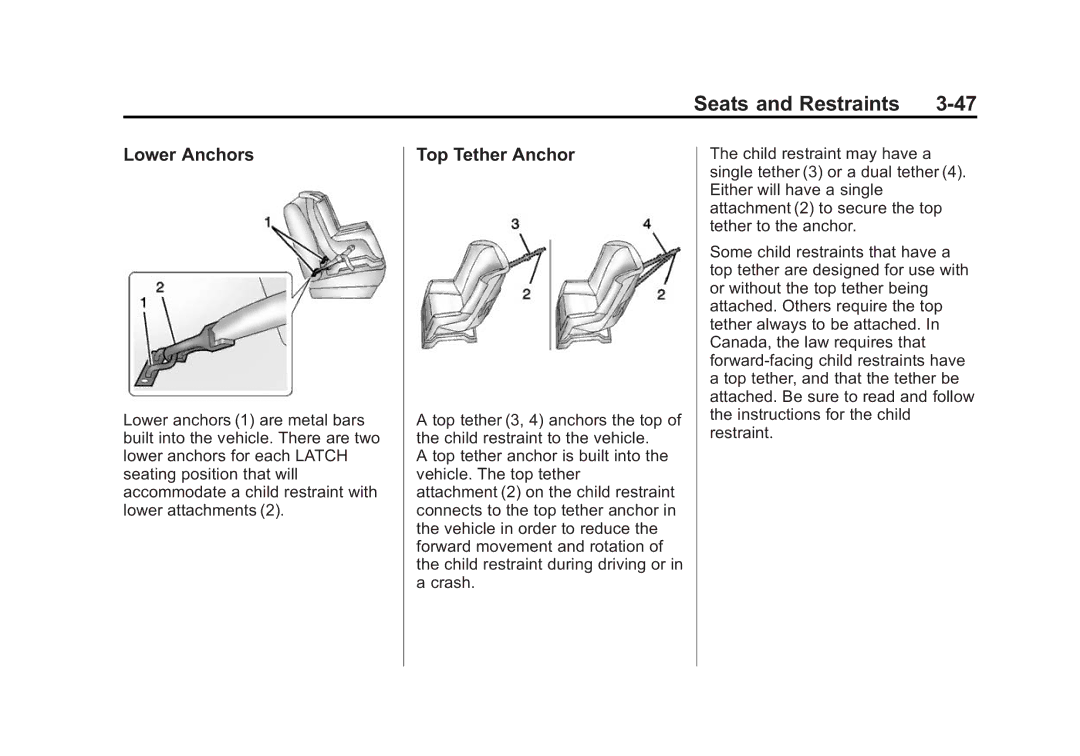 Cadillac 2015 - CRC manual Lower Anchors, Top Tether Anchor 