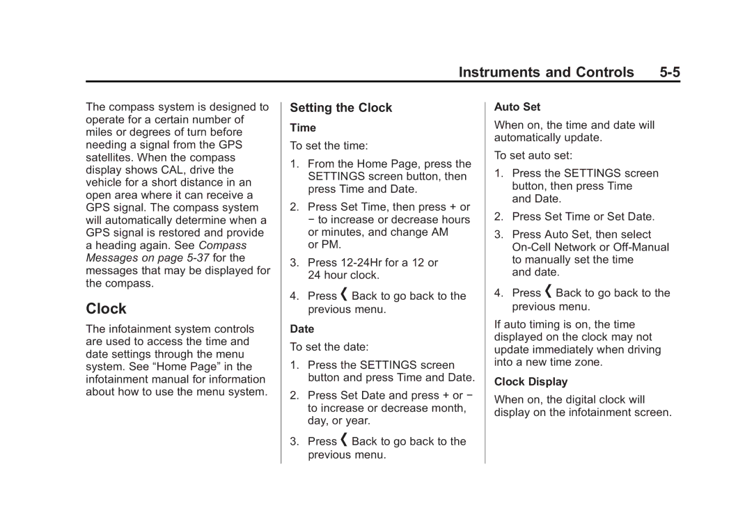 Cadillac 2015 - CRC manual Setting the Clock 