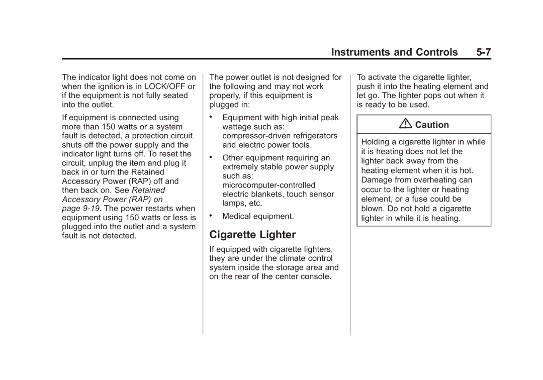 Cadillac 2015 - CRC manual Cigarette Lighter 