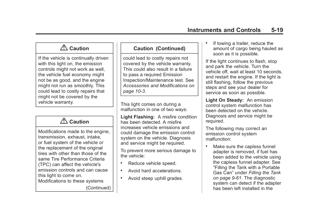 Cadillac 2015 - CRC manual Instruments and Controls 