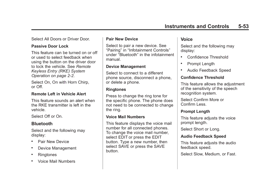 Cadillac 2015 - CRC manual Bluetooth, Voice 