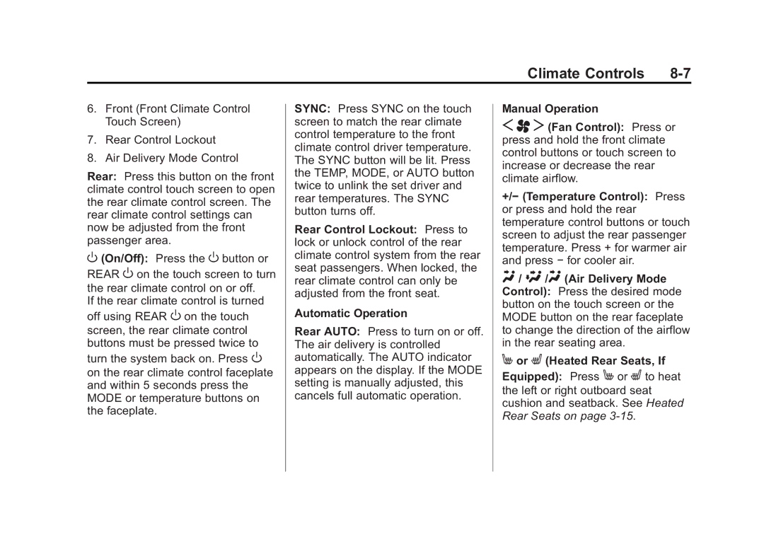 Cadillac 2015 - CRC manual Climate Controls 