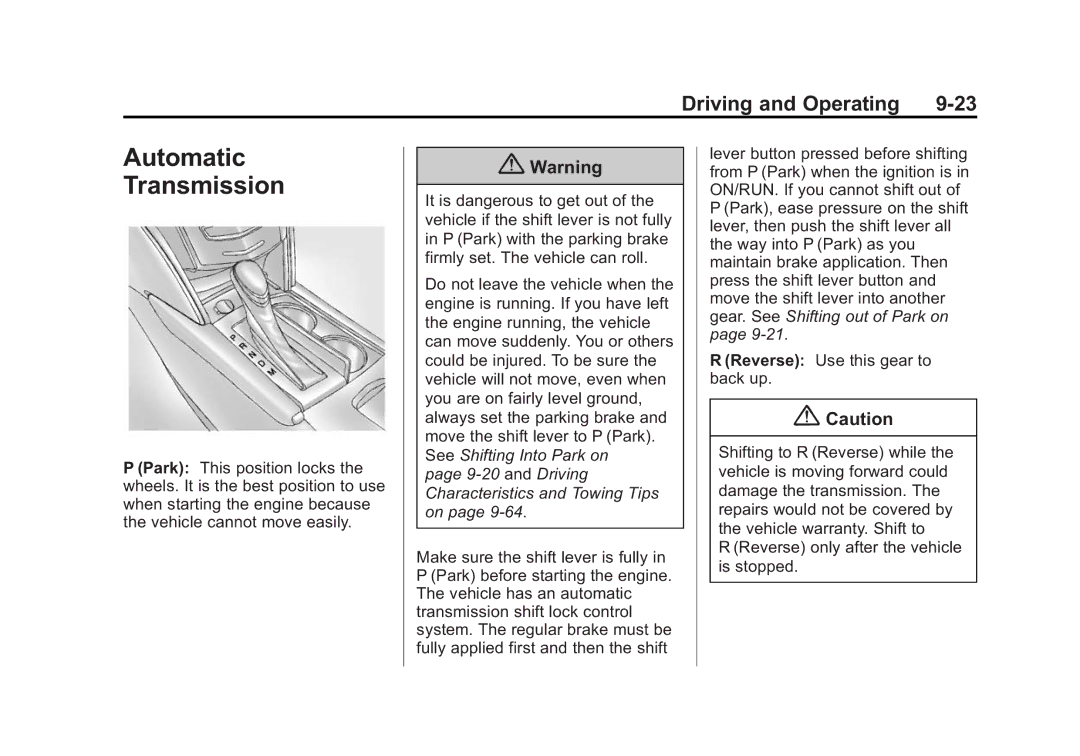 Cadillac 2015 - CRC manual Automatic Transmission, and Driving Characteristics and Towing Tips on 