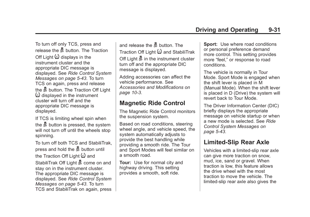 Cadillac 2015 - CRC manual Magnetic Ride Control, Limited-Slip Rear Axle 