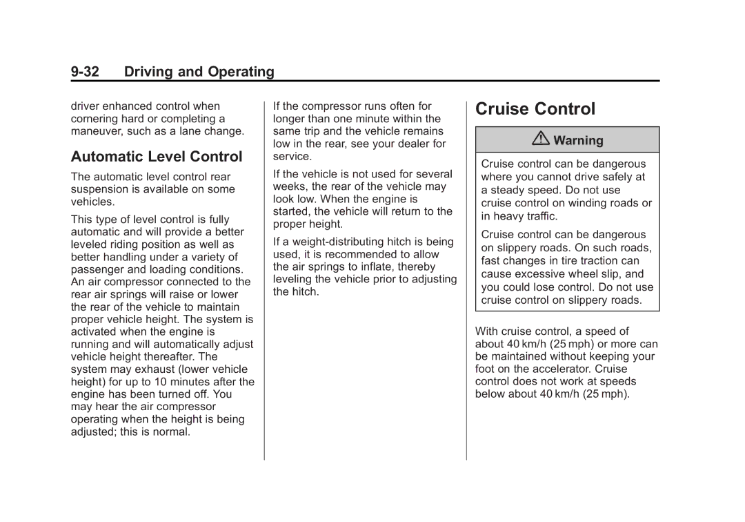 Cadillac 2015 - CRC manual Cruise Control, Automatic Level Control 