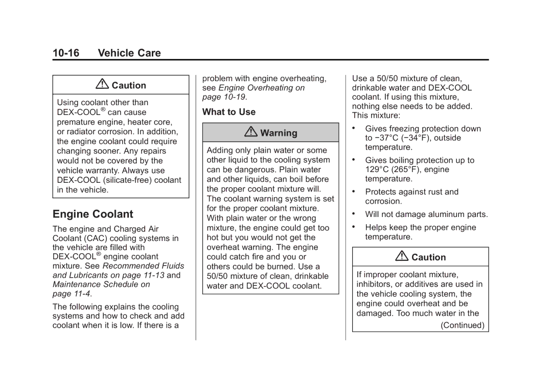 Cadillac 2015 - CRC manual Engine Coolant, What to Use 