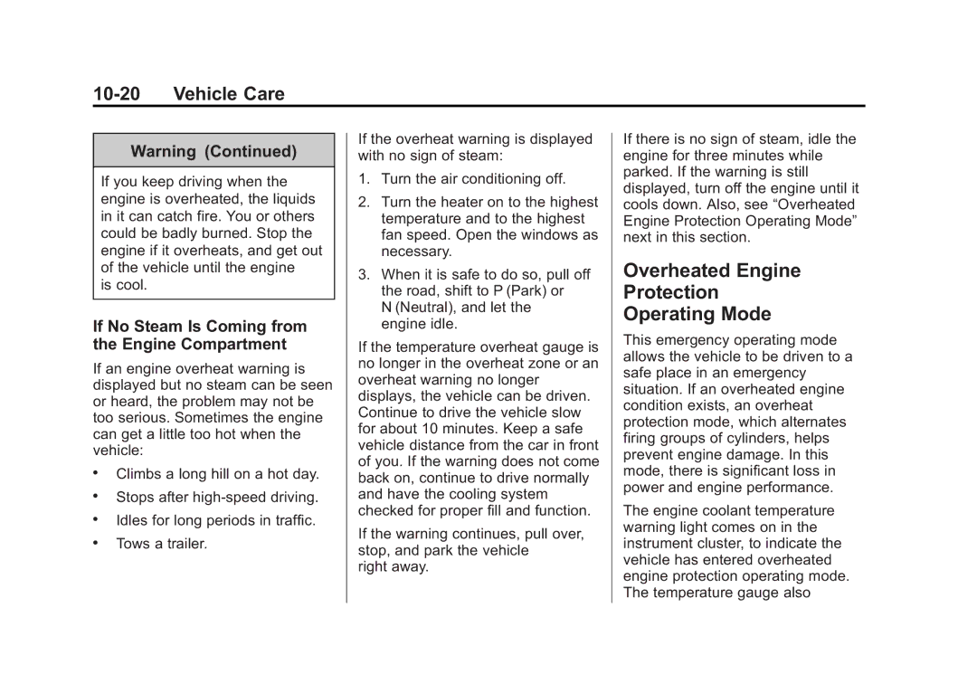 Cadillac 2015 - CRC manual Overheated Engine Protection Operating Mode, If No Steam Is Coming from the Engine Compartment 