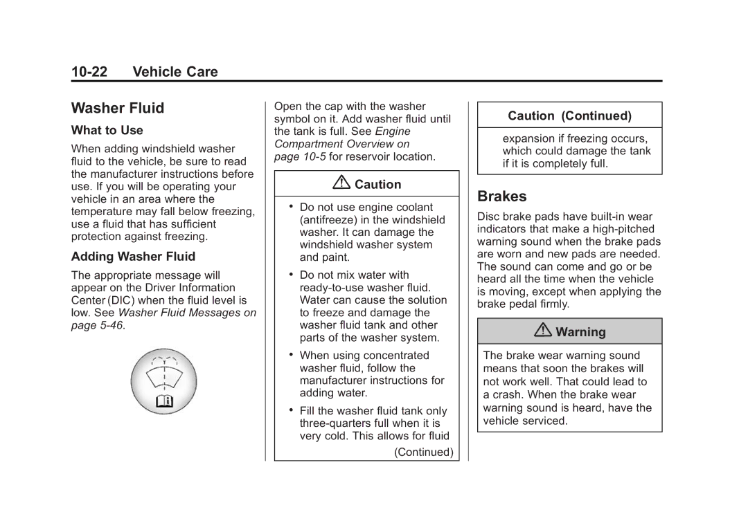 Cadillac 2015 - CRC manual Brakes, Adding Washer Fluid 