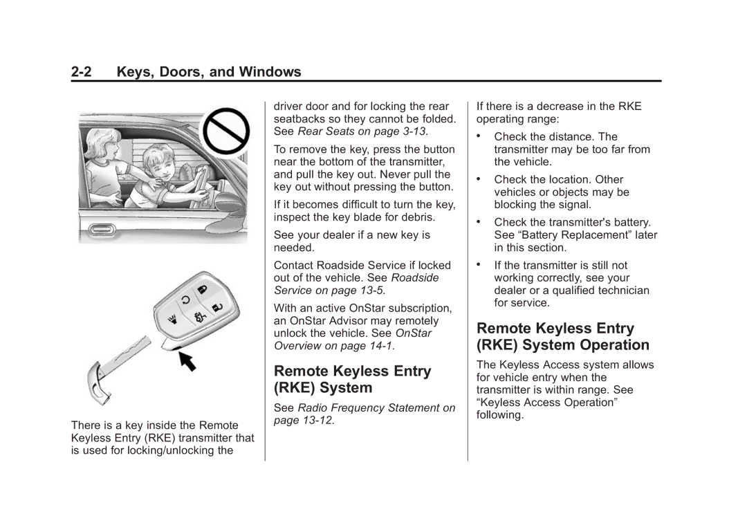 Cadillac 2015 - CRC manual Remote Keyless Entry RKE System Operation 