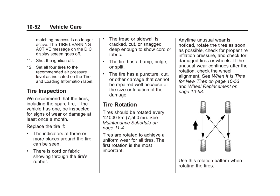 Cadillac 2015 - CRC manual Tire Inspection, Tire Rotation 