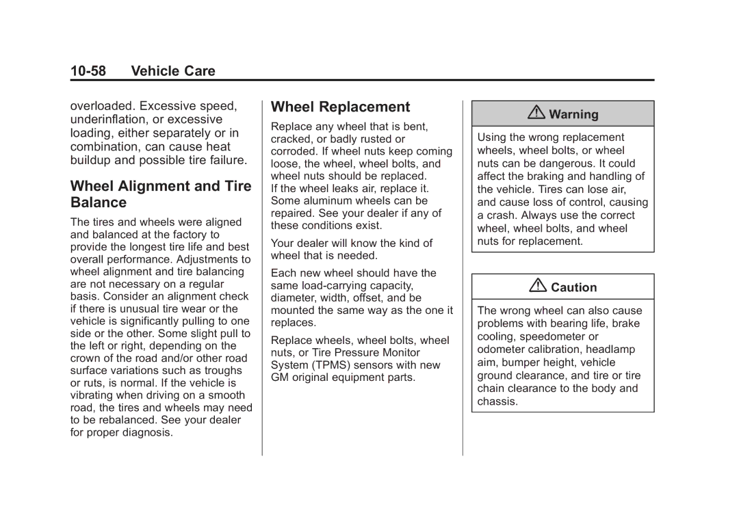 Cadillac 2015 - CRC manual Wheel Alignment and Tire Balance, Wheel Replacement 