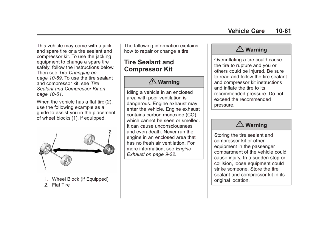 Cadillac 2015 - CRC manual Tire Sealant Compressor Kit, Vehicle Care 10-61 