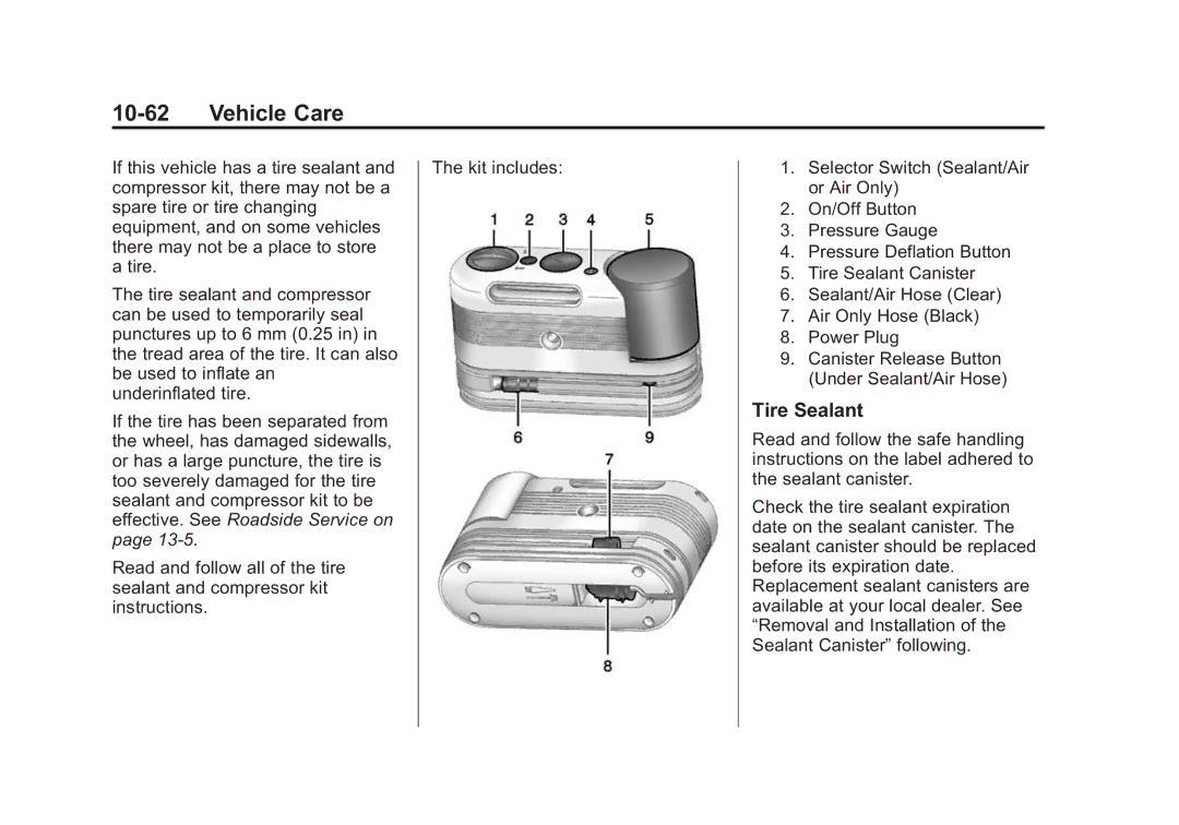 Cadillac 2015 - CRC manual Tire Sealant 