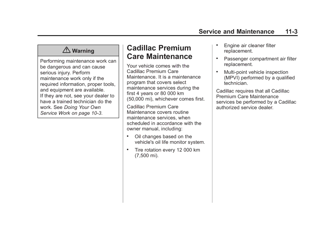 Cadillac 2015 - CRC manual Cadillac Premium Care Maintenance 