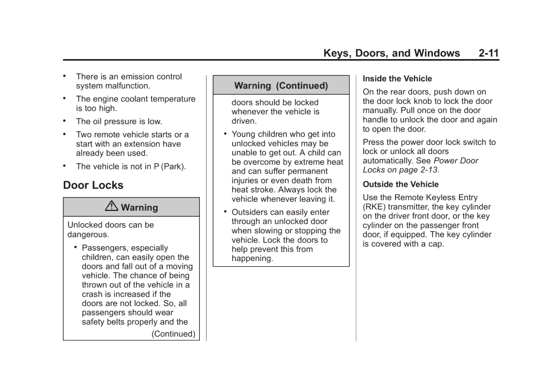 Cadillac 2015 - CRC manual Inside the Vehicle, Outside the Vehicle 