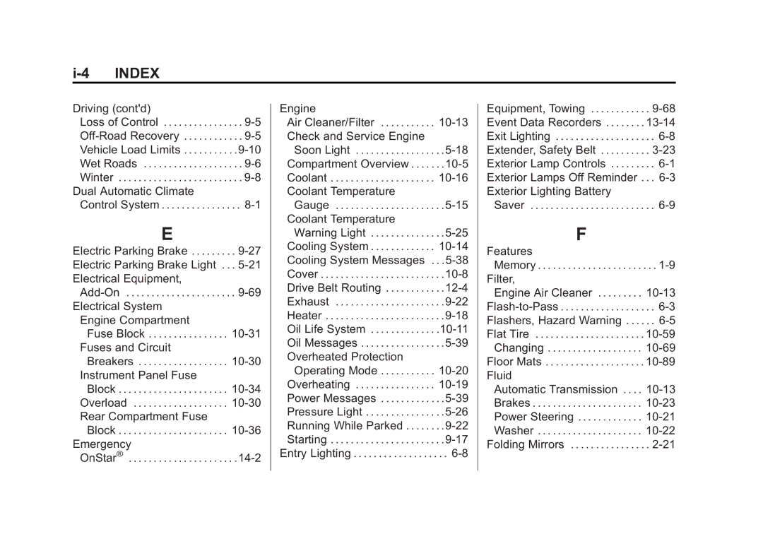 Cadillac 2015 - CRC manual Index 