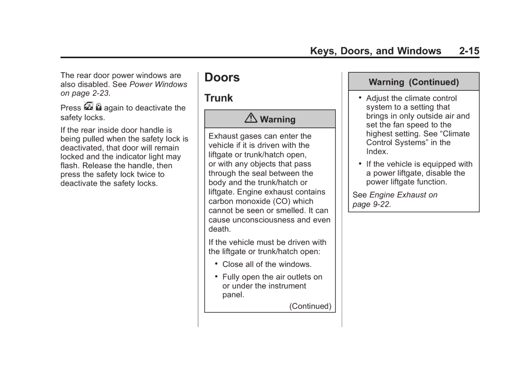 Cadillac 2015 - CRC manual Doors, Trunk 