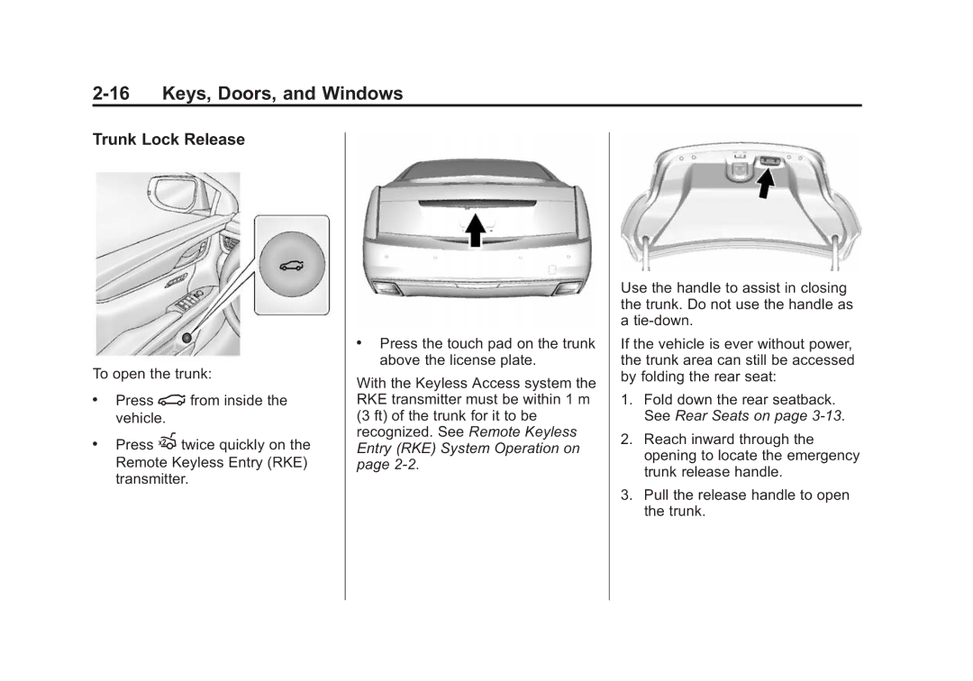 Cadillac 2015 - CRC manual Trunk Lock Release 