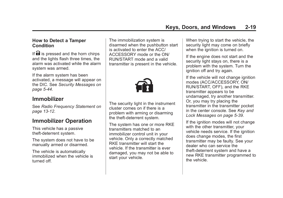 Cadillac 2015 - CRC manual Immobilizer Operation, How to Detect a Tamper Condition 