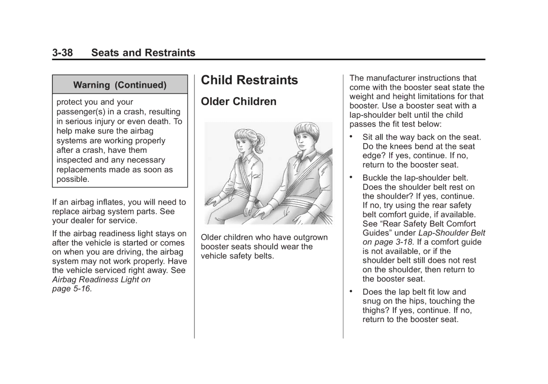 Cadillac 2015 - CRC manual Child Restraints, Older Children 