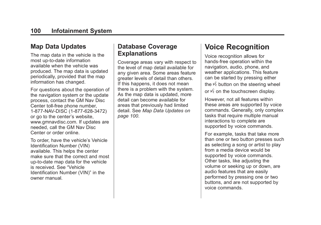 Cadillac 2015 manual Map Data Updates, Database Coverage Explanations 