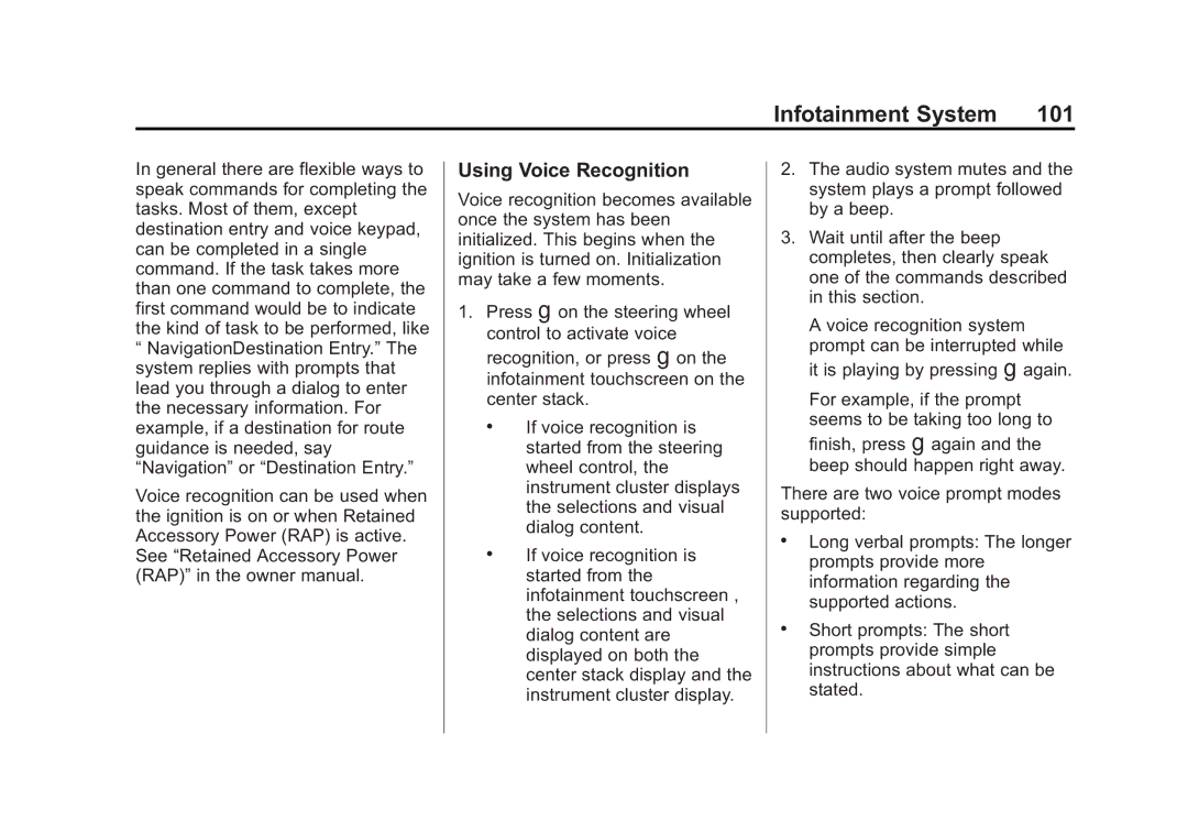 Cadillac 2015 manual Using Voice Recognition 