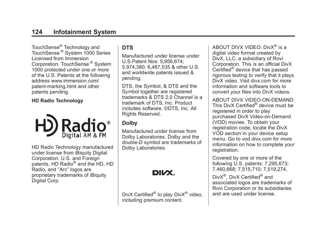 Cadillac 2015 manual Dolby, HD Radio Technology 