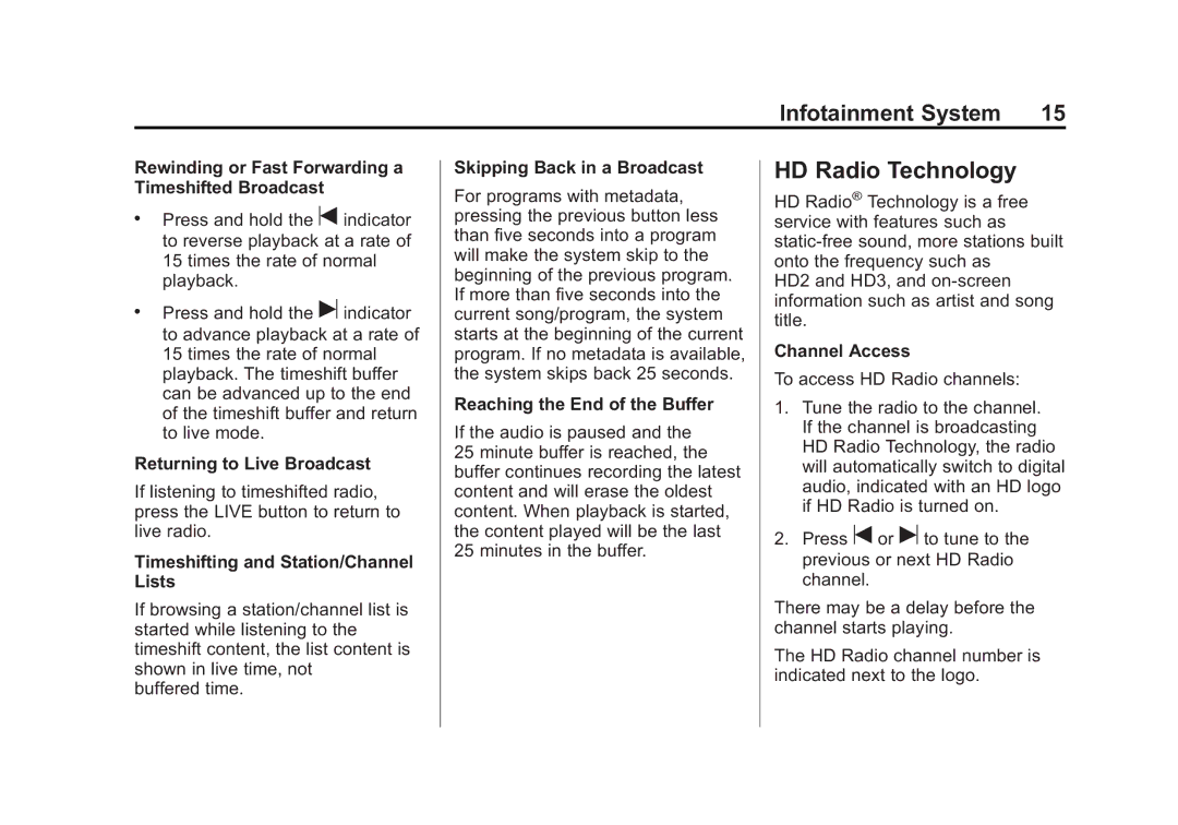 Cadillac 2015 manual HD Radio Technology 